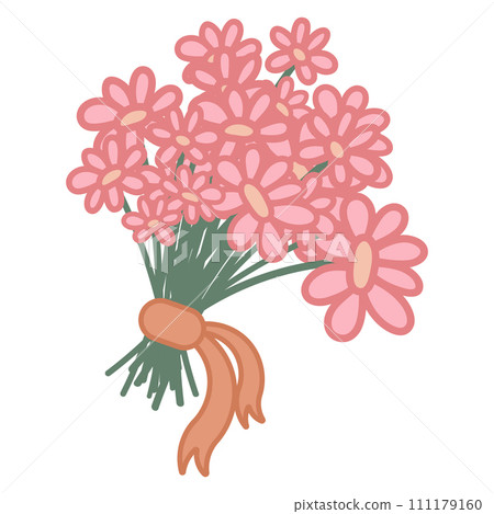 Beautiful pink flowers on a white background. Flat 111179160