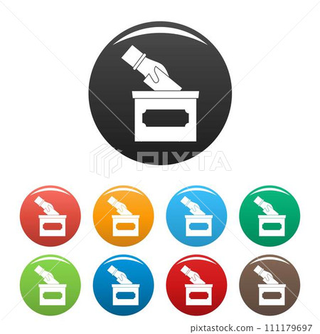 Hand put election box icons set 9 color vector isolated on white for any design Hand put election box icons set 9 color vector isolated on white for any design 111179697