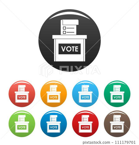 Vote election box icons set 9 color vector isolated on white for any design Vote election box icons set 9 color vector isolated on white for any design 111179701