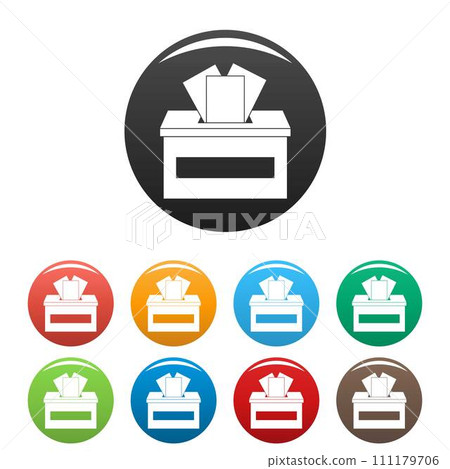 Ballot box icons set 9 color vector isolated on white for any design Ballot box icons set 9 color vector isolated on white for any design 111179706