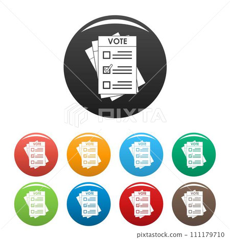 Election paper icons set 9 color vector isolated on white for any design 111179710