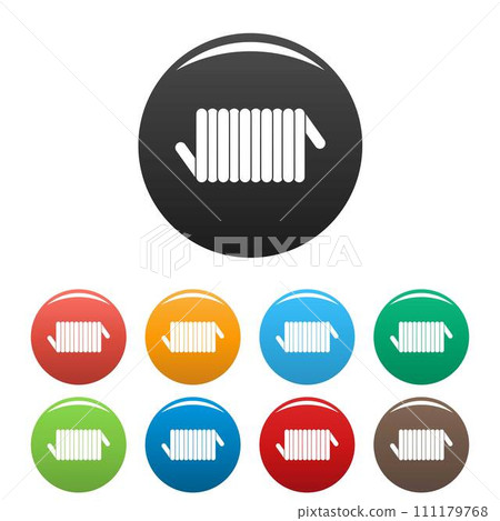Cord spring coil icons set 9 color vector isolated on white for any design 111179768