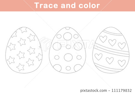 3-piece Easter egg tracing and coloring book set 111179832
