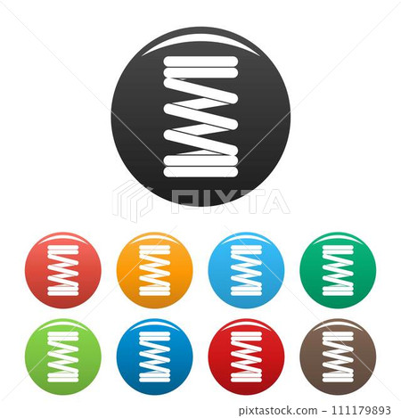 Elastic spring wire icons set 9 color vector isolated on white for any design Elastic spring wire icons set 9 color vector isolated on white for any design 111179893