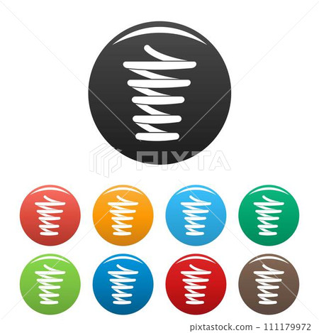 Spiral spring icons set 9 color vector isolated on white for any design 111179972