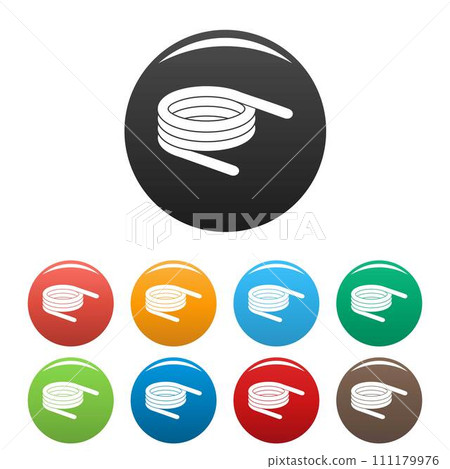 Short spring coil icons set 9 color vector isolated on white for any design Short spring coil icons set 9 color vector isolated on white for any design 111179976
