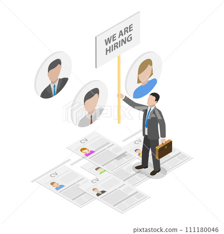 3D Isometric Flat Vector Illustration of Human Resources. Item 1 111180046