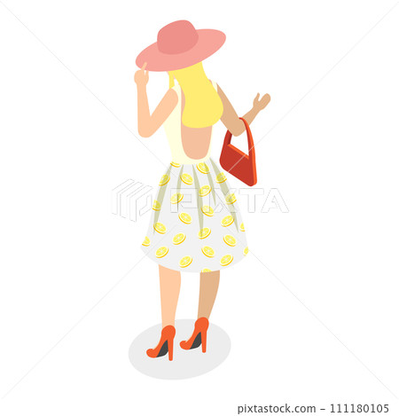 3D Isometric Flat Vector Set of Summertime Dresses. Item 5 111180105