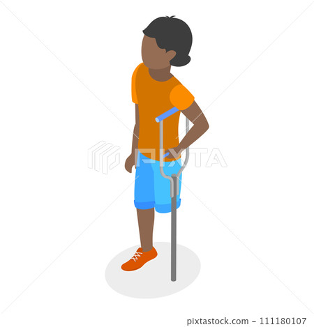 3D Isometric Flat Vector Illustration of Children With Cerebral Palsy. Item 2 3D Isometric Flat Vector Illustration of Children With Cerebral Palsy. Item 2 111180107