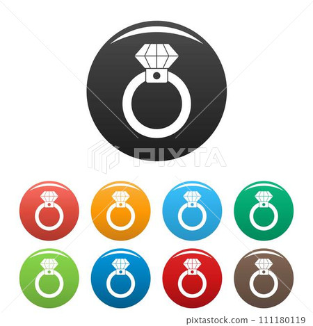 Diamond ring icons set 9 color vector isolated on white for any design Diamond ring icons set 9 color vector isolated on white for any design 111180119