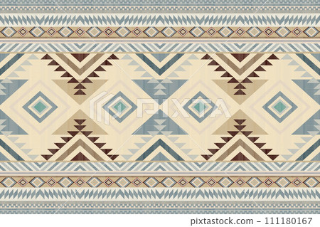 Navajo tribal vector seamless pattern. Native American ornament. Ethnic South Western decor style. Boho geometric ornament. Vector seamless pattern. Mexican blanket, rug. Woven carpet illustration. 111180167