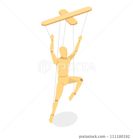 3D Isometric Flat Vector Set of Wooden Marionettes. Item 3 3D Isometric Flat Vector Set of Wooden Marionettes. Item 3 111180192
