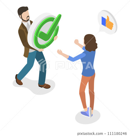 3D Isometric Flat Vector Set of Immigration Visa. Item 2 111180246