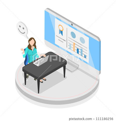 3D Isometric Flat Vector Illustration of Objective Key Results. Item 2 111180256
