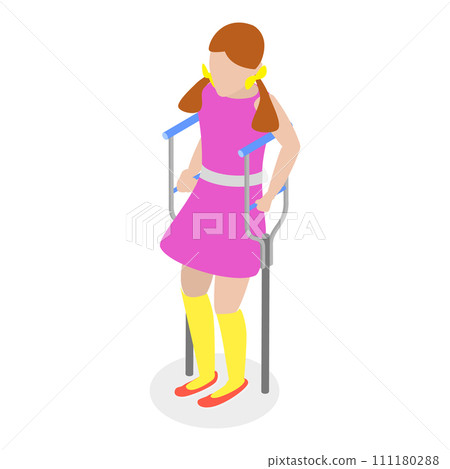 3D Isometric Flat Vector Illustration of Children With Cerebral Palsy. Item 1 3D Isometric Flat Vector Illustration of Children With Cerebral Palsy. Item 1 111180288