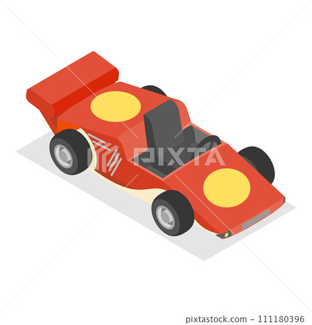 3D Isometric Flat Vector Set of F1 Items. Item 1 111180396