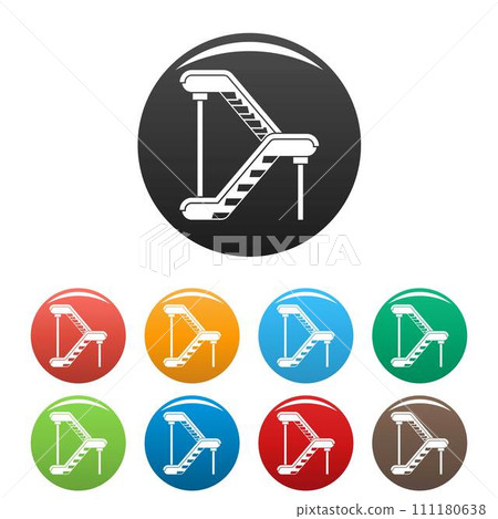 Double escalator icons set 9 color vector isolated on white for any design 111180638