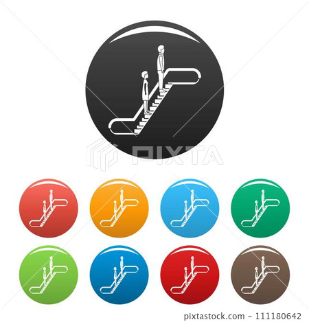 People escalator icons set 9 color vector isolated on white for any design People escalator icons set 9 color vector isolated on white for any design 111180642