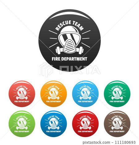 Firefighter mask icons set 9 color vector isolated on white for any design Firefighter mask icons set 9 color vector isolated on white for any design 111180693