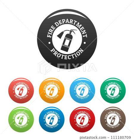 Fire department protection icons set 9 color vector isolated on white for any design 111180709