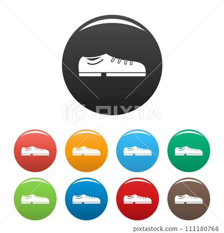 Bowling shoes icons set 9 color vector isolated on white for any design Bowling shoes icons set 9 color vector isolated on white for any design 111180768