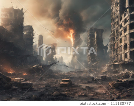 city after nuclear war,destroy, ruin with Generative AI. 111180777
