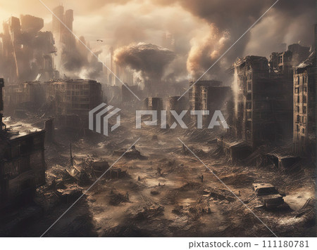 city after nuclear war,destroy, ruin with Generative AI. 111180781