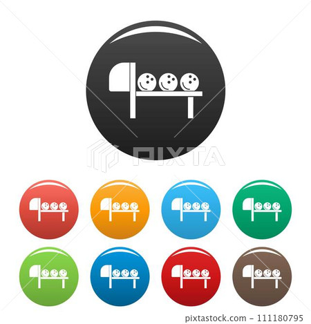 Bowling stand balls icons set 9 color vector isolated on white for any design Bowling stand balls icons set 9 color vector isolated on white for any design 111180795