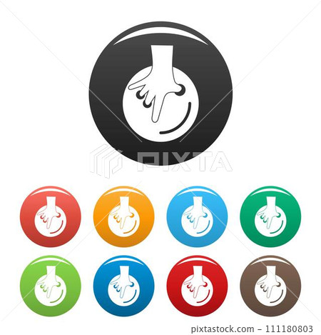 Hand take bowling ball icons set 9 color vector isolated on white for any design Hand take bowling ball icons set 9 color vector isolated on white for any design 111180803