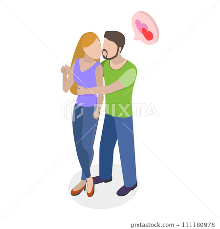 3D Isometric Flat Vector Set of Lovers Couples. Item 5 111180978