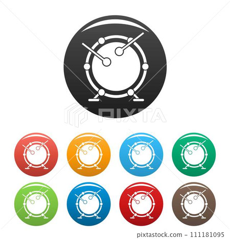 Drums icons set 9 color vector isolated on white for any design Drums icons set 9 color vector isolated on white for any design 111181095