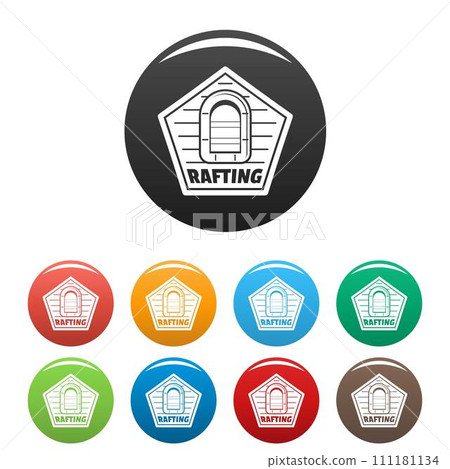 Rafting icons set 9 color vector isolated on white for any design 111181134