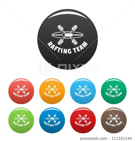 Rafting team icons set 9 color vector isolated on white for any design 111181144