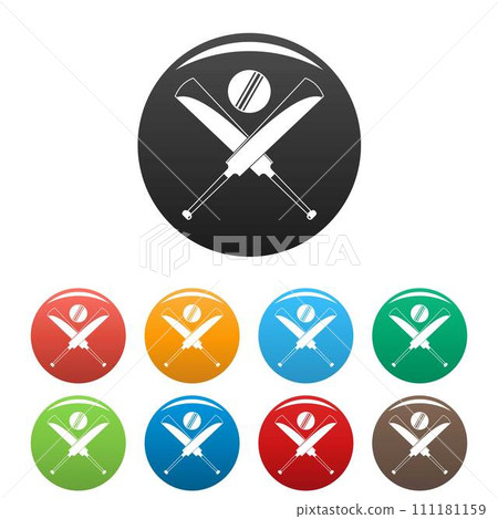 Cricket bats icons set 9 color vector isolated on white for any design 111181159