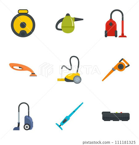 Modern carpet sweeper icon set. Flat set of 9 modern carpet sweeper vector icons for web design Modern carpet sweeper icon set. Flat set of 9 modern carpet sweeper vector icons for web design 111181325