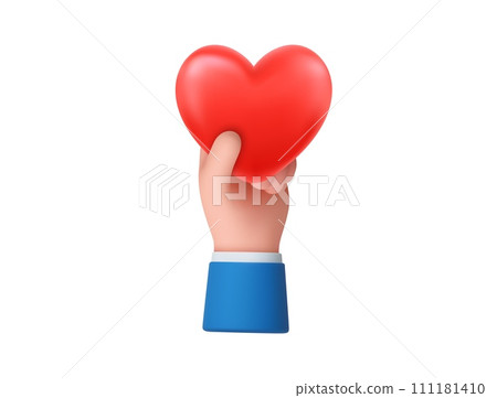 3d hand holding a heart 111181410