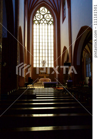 WROCLAW, POLAND - 16 JUNE 2018: Interior view of a famous old church in the city centre of Wroclaw 111181501