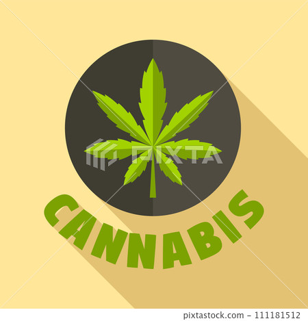 Cannabis leaf logo. Flat illustration of cannabis leaf vector logo for web design 111181512
