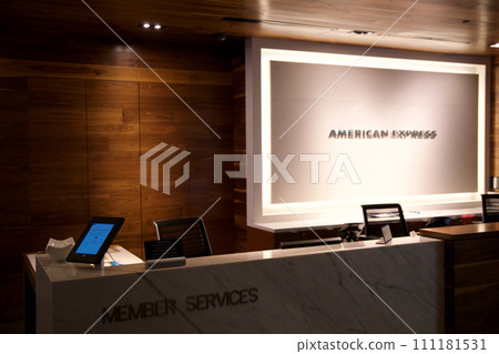 SAN FRANCISCO, CALIFORNIA, UNITED STATES - NOV 28, 2018: Reception area of an airport lounge at San Francisco International Airport SFO SAN FRANCISCO, CALIFORNIA, UNITED STATES - NOV 28, 2018: Reception area of an airport lounge at San Francisco International Airport SFO 111181531