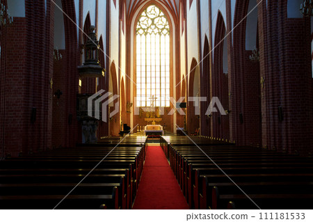 WROCLAW, POLAND - 16 JUNE 2018: Interior view of a famous old church in the city centre of Wroclaw WROCLAW, POLAND - 16 JUNE 2018: Interior view of a famous old church in the city centre of Wroclaw 111181533