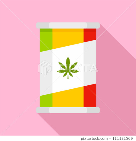 Marijuana tin can icon. Flat illustration of marijuana tin can vector icon for web design 111181569