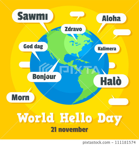 Global hello day concept background. Flat illustration of global hello day vector concept background for web design Global hello day concept background. Flat illustration of global hello day vector concept background for web design 111181574