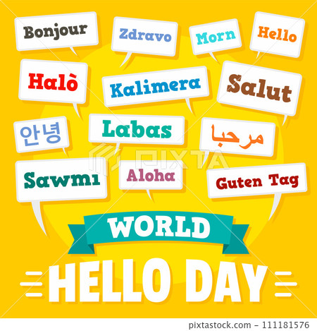 Hello day concept background. Flat illustration of hello day vector concept background for web design Hello day concept background. Flat illustration of hello day vector concept background for web design 111181576