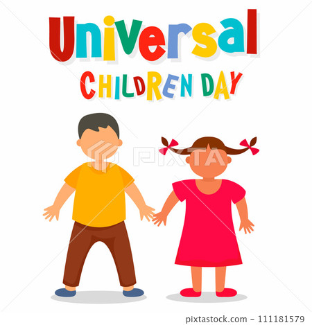 Boy and girl children day concept background. Flat illustration of boy and girl children day vector concept background for web design Boy and girl children day concept background. Flat illustration of boy and girl children day vector concept background for web design 111181579