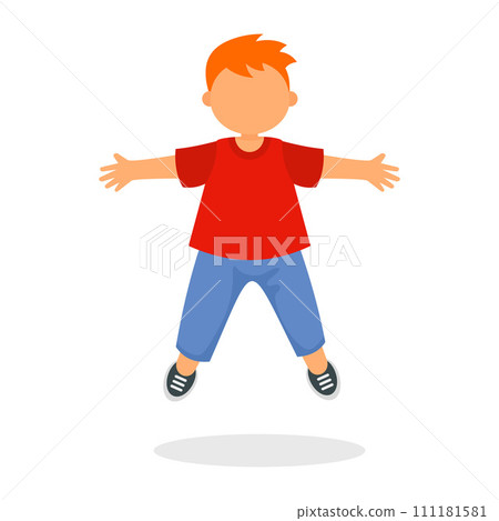 Kid boy jump icon. Flat illustration of kid boy jump vector icon for web design Kid boy jump icon. Flat illustration of kid boy jump vector icon for web design 111181581