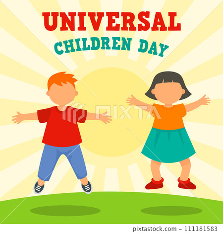 Sunny children day concept background. Flat illustration of sunny children day vector concept background for web design 111181583