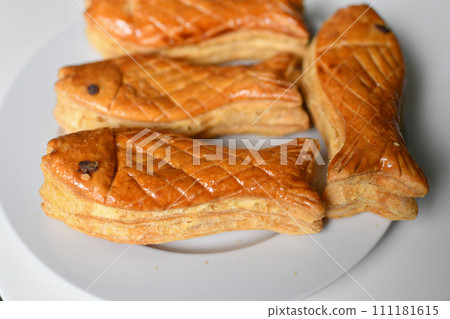 The fishes from puff pastry in the store on April Fool's Day The fishes from puff pastry in the store on April Fool's Day 111181615