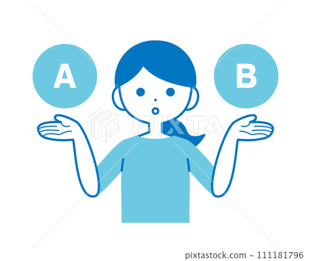 A woman comparing A and B 111181796