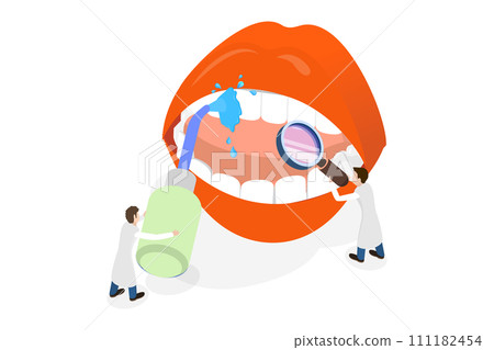 3D Isometric Flat Conceptual Illustration of Oral Irrigator 3D Isometric Flat Conceptual Illustration of Oral Irrigator 111182454