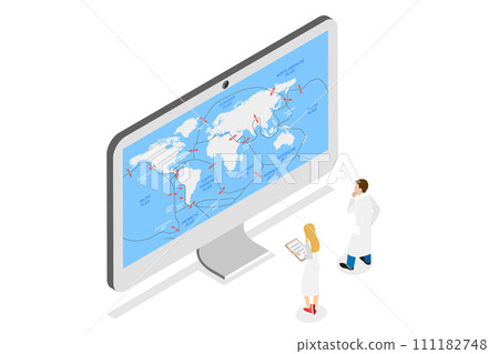 3D Isometric Flat  Conceptual Illustration of Map of Tectonic Plates, Earth Lithosphere 111182748